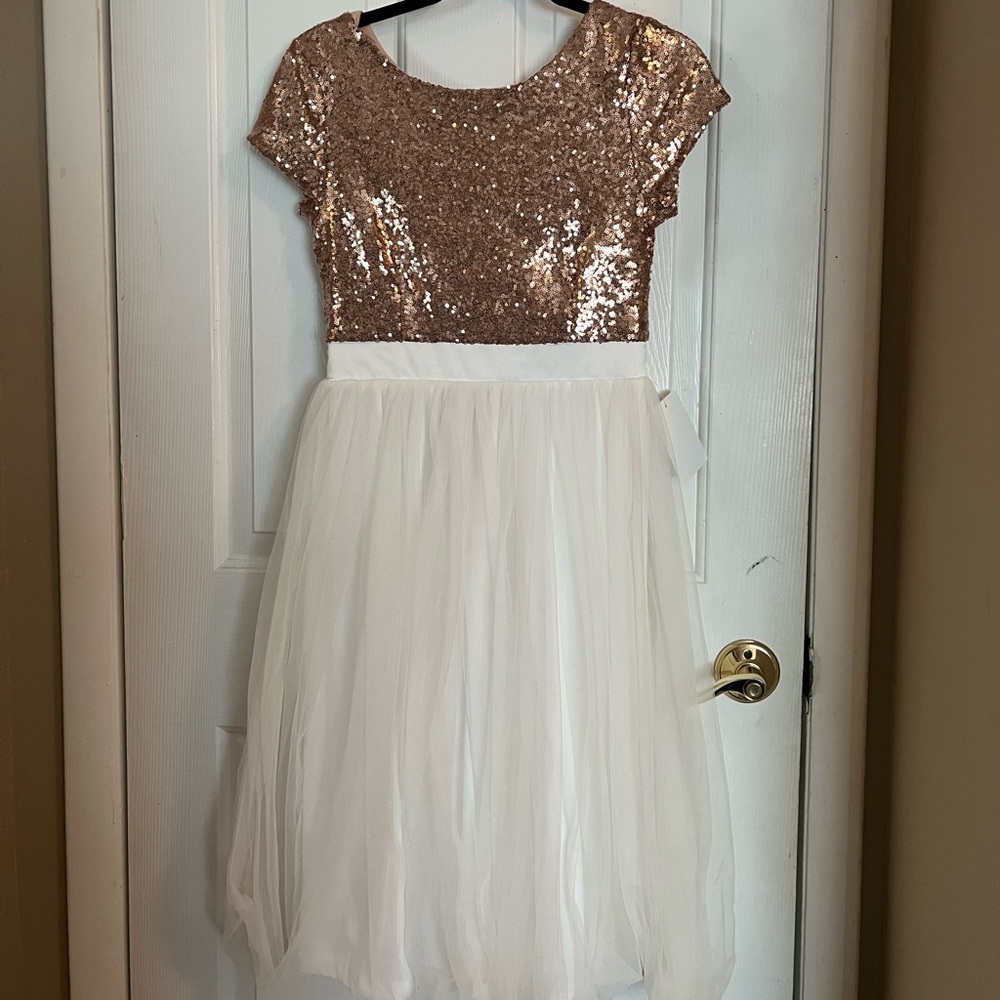 Holiday midi gold dress